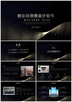 黄色黑金高端典雅商务风商业计划书PPT模板