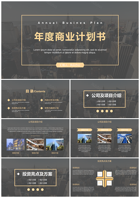 黑色简约年度商业计划书PPT模板