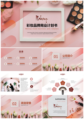 粉色彩妆品牌商业计划书PPT模板