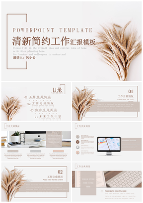 白色小清新简约工作汇报计划PPT模板