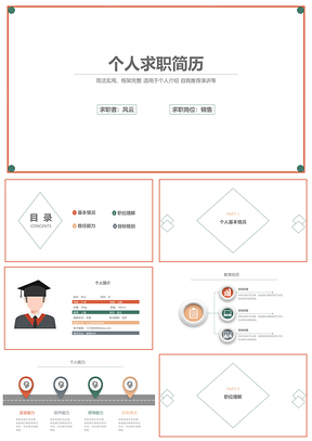 绿色简约小清新求职个人简历PPT模板