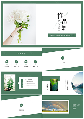彩色绿色多样化排版摄影作品集PPT模板