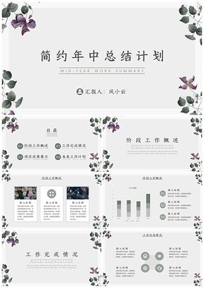 绿色小清新简约年中总结计划PPT模板