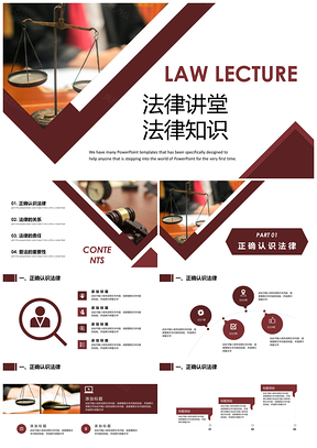 灰色简约大气法律知识法律讲堂PPT模板