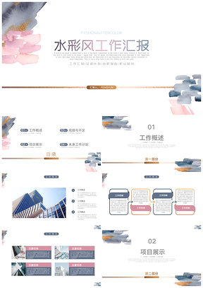 白色水彩风工作汇报PPT模板