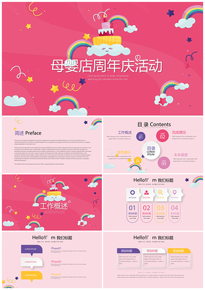 母婴店二十周年庆活动策划企业开业促销典礼大吉PPT模板