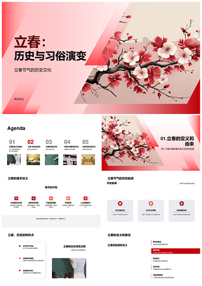 立春历史习俗与农历新年农业文化起源PPT模板