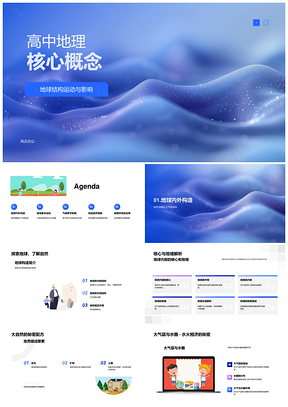 高中地理地球结构运动地壳地幔大气水圈自转PPT模板