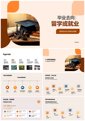 毕业去向留学就业挑战职业道路比较PPT模板