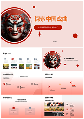 中国戏曲历史艺术文化价值及主要剧种探析PPT模板