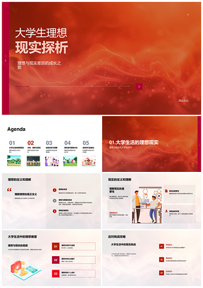大学生理想现实冲突自我反思学业就业压力PPT模板