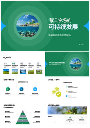 海洋牧场可持续发展环保养殖海洋经济计划PPT模板