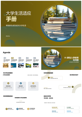 大学新生时间课程专业社交适应指南PPT模板