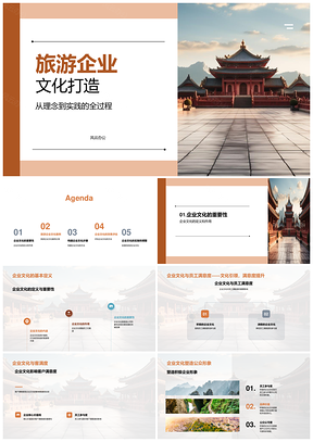 旅游企业古建特色文化塑造员工客户双满意PPT模板