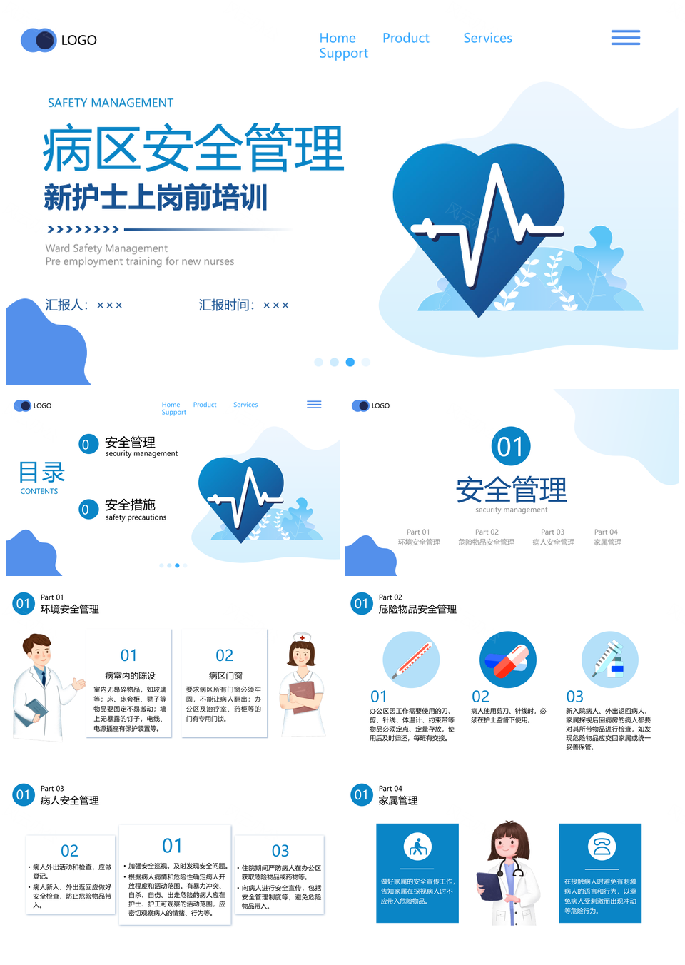 蓝色商务病区护理安全管理护士培训课件
