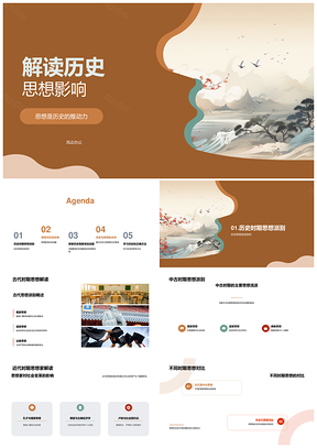 古代卷轴历史思想影响解读PPT模板
