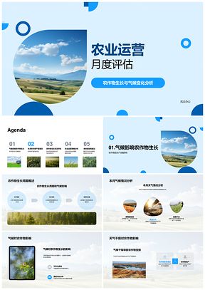 农业运营月度评估气候变化小麦田产量运营策略PPT模板