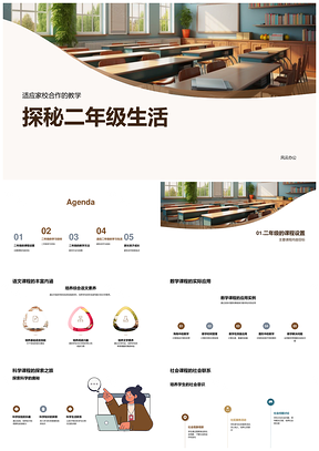二年级家校共育教学实践开放日PPT模板