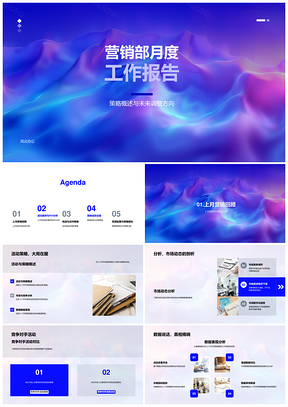 营销月度策略ROI市场竞品数据渠道资源配置报告PPT模板