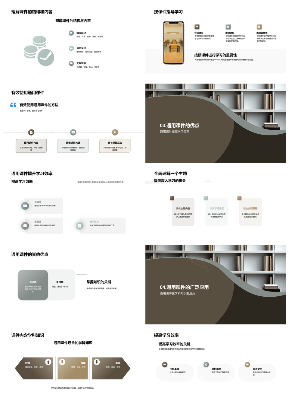 通用课件结构场景学习效率提升指南书PPT模板
