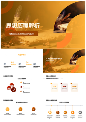 古典启蒙现代思想流派历程卷轴解析PPT模板
