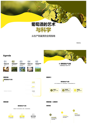 葡萄采摘榨汁发酵陈酿生产流程品质保证PPT模板