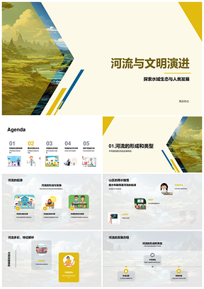 河流孕育文明与生态演进PPT模板