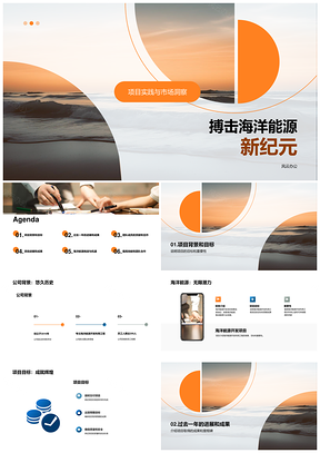 海洋能源项目经理年度总结波浪进展成果PPT模板