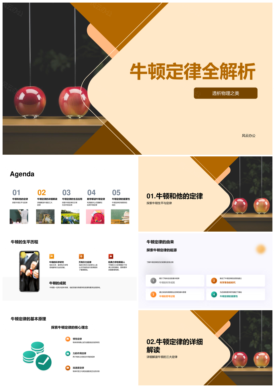 牛顿定律物理学公式应用PPT模板