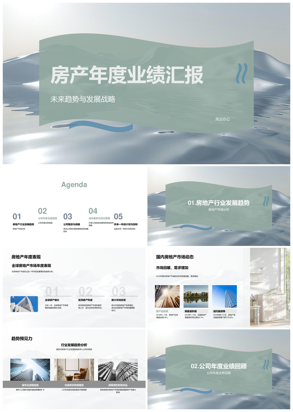 房产年度业绩行业趋势汇报PPT模板
