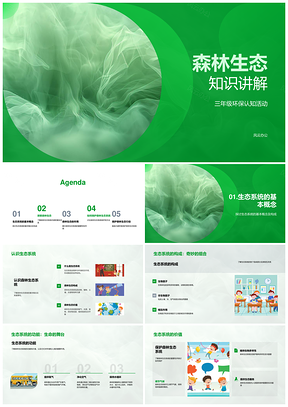 森林生态保护生物多样性环保减污资源利用PPT模板