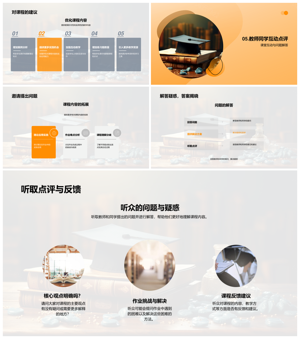 课程作业理论应用互动点评PPT模板