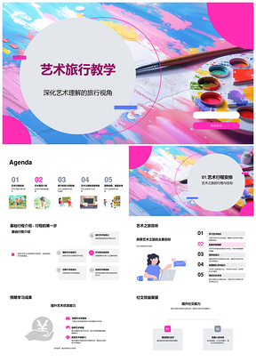 高中艺术之旅艺术馆行程展览PPT模板