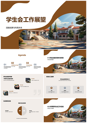 学生会组织架构学期总结与未来工作展望PPT模板