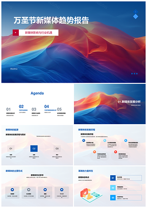 万圣节新媒体行业发展趋势挑战机遇短视频报告PPT模板