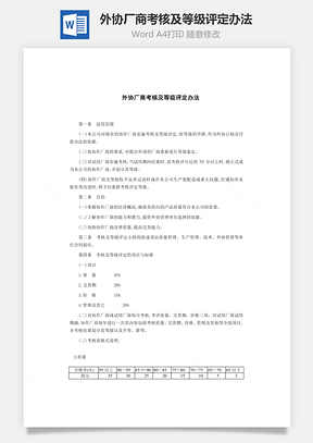 外协厂商考核及等级评定办法Word模板