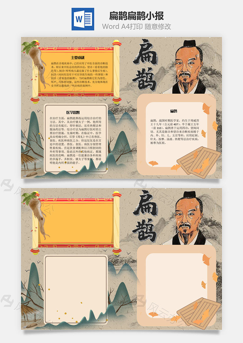 扁鹊扁鹊word手抄报